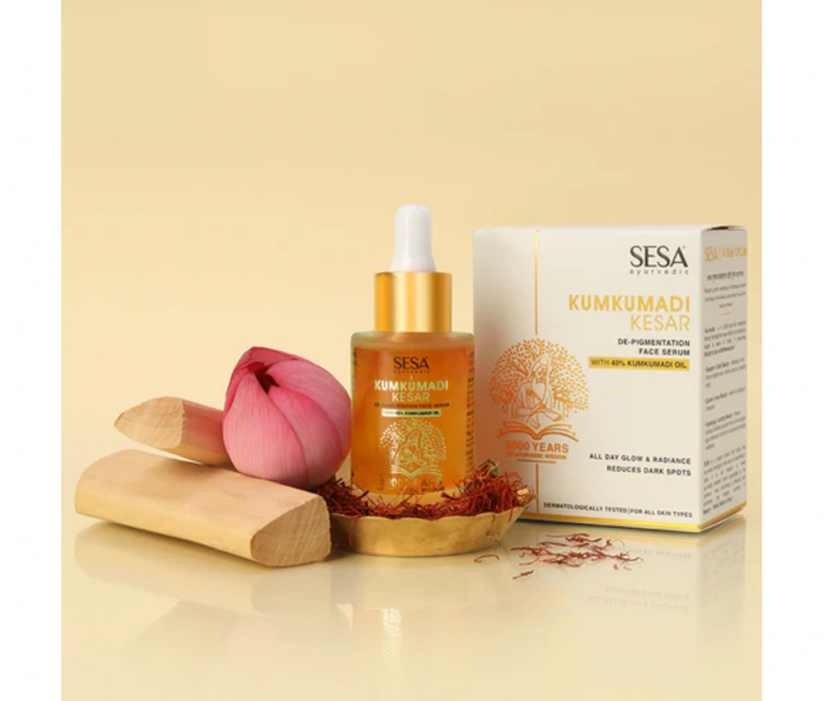 Ayurscape - Front image of Sesa Kumkumadi Face Serum 30ml with Kesar