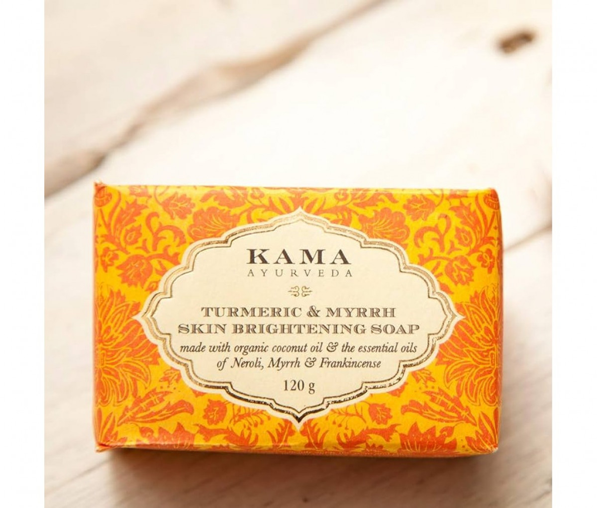 Ayurscape - Front image of Kama Sustain Turmeric Myrrh Soap 120g