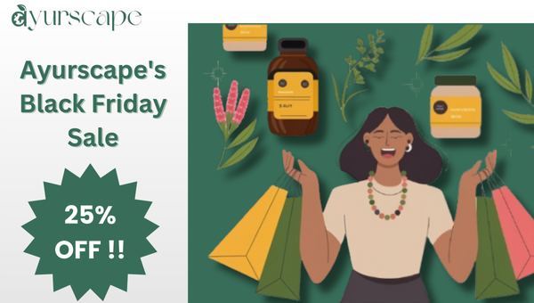 Ayurscape's Black Friday Sale - Woman Holding Shopping Bags Around Ayurvedic Products