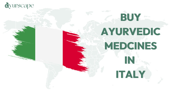 Buy Ayurvedic Medicine in Italy - World map with Italy's Flag on Top