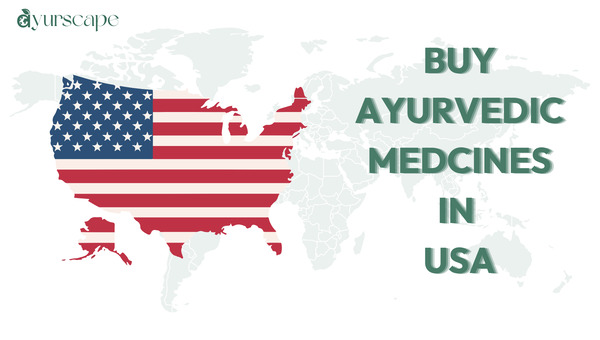 Websites to Buy Ayurvedic Medicines in USA - World map with USA's flag at top.