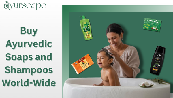 Buy Ayurvedic Soaps and Shampoos - Mother using ayurvedic soap and shampoo to bathe her baby